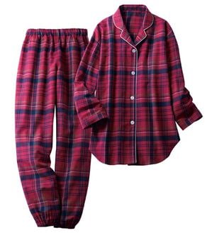 LAVIENNE（ラヴィエンヌ）の「綿１００％ふんわり柔か微起毛パジャマ（パジャマ・ルームウェア）」｜ワインレッドチェック