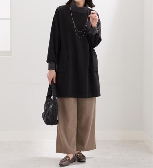BELLUNA（ベルーナ）の「オフタートルネック配色リブ切替チュニック（チュニック）」｜詳細画像
