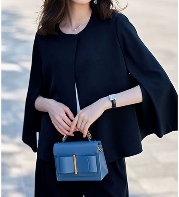 RANAN（ラナン）の「【２点セット】防しわ！洗える！ケープライクジャケットセットアップ（パンツスーツ）」｜詳細画像