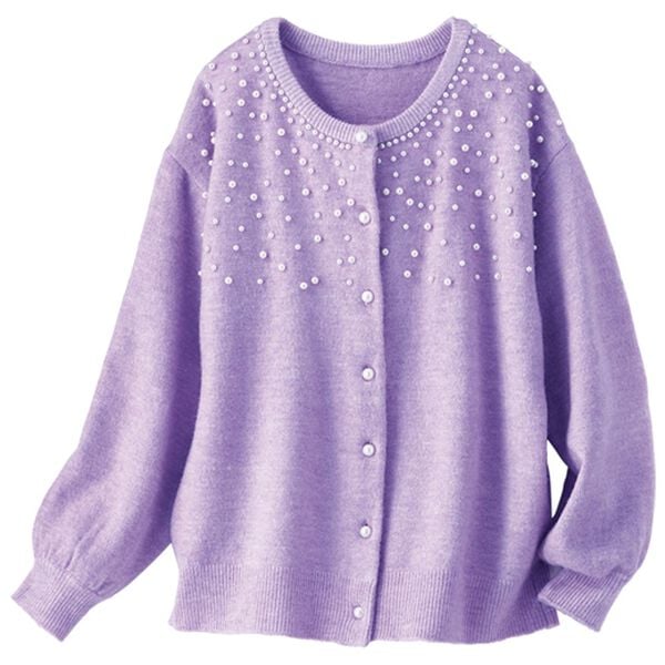 BELLUNA（ベルーナ）の「パールビーズ使いがかわいいニットカーディガン（ニットカーディガン）」｜詳細画像