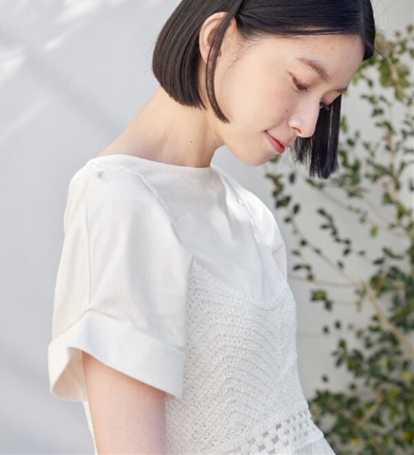 Viola e Viola（ヴィオラ エ ヴィオラ）の「【接触冷感】綿１００％前後２ＷＡＹタックトップス　さらひやりコットン（カットソー）」｜詳細画像