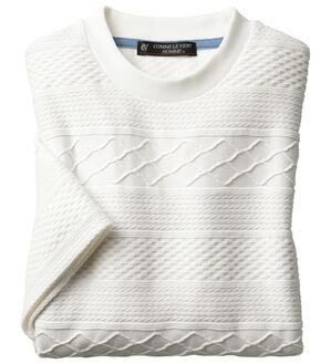 「＜コムルヴァン・オム＞５０代からの涼感ジャカードＴシャツ（メンズＴシャツ）」｜ホワイト