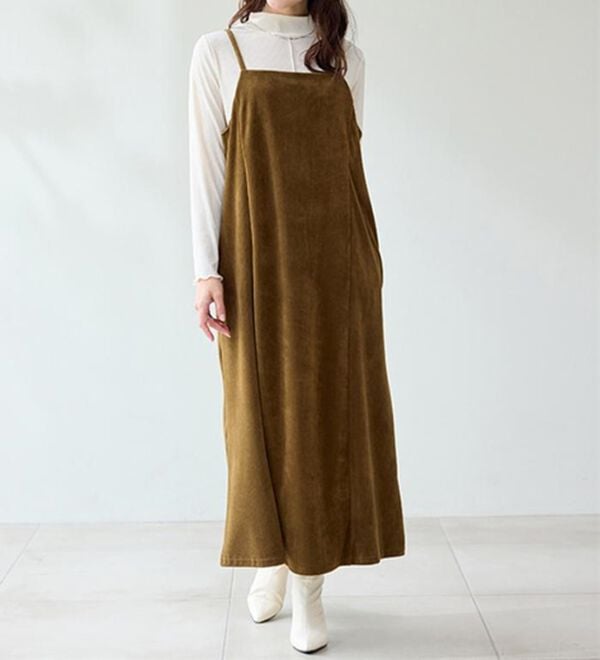 RANAN（ラナン）の「畦ニットカーデ&times;ベロアキャミワンピ（ロングワンピース）」｜詳細画像
