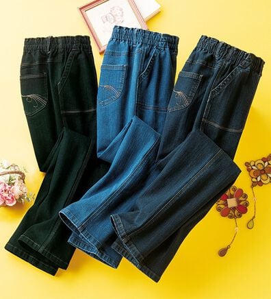 ルフラン（ルフラン）の「【３本組】配色使い裏起毛やわらかデニムパンツ（フルレングスパンツ）」