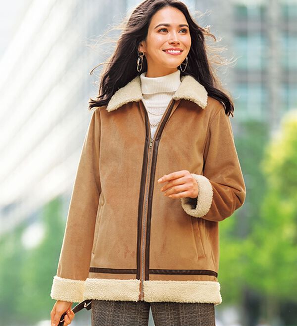 BELLUNA（ベルーナ）の「防風ベロア素材ミドル丈コート（ブルゾン）」｜詳細画像