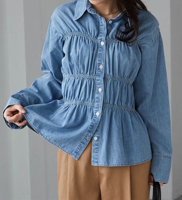 RANAN（ラナン）の「ライトデニムシャーリングデザインシャツブルー（シャツ）」｜詳細画像