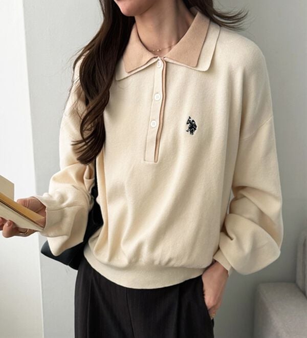 GeeRA（ジーラ）の「【U.S. POLO ASSN.】バイカラーポロ衿ニット（ニット・セーター）」｜詳細画像