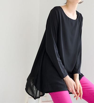 RANAN（ラナン）の「【裏微起毛】異素材切替チュニック（カットソー）」