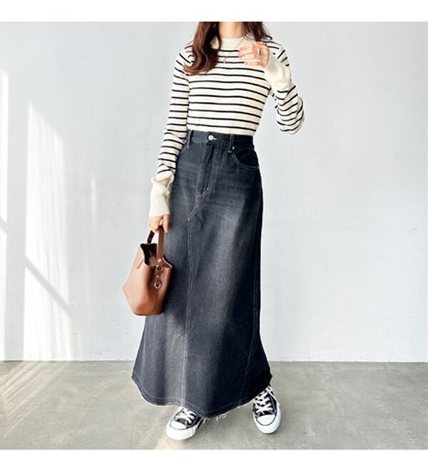 GeeRA（ジーラ）の「バックスリットデニムロングスカート（ロングスカート）」｜詳細画像