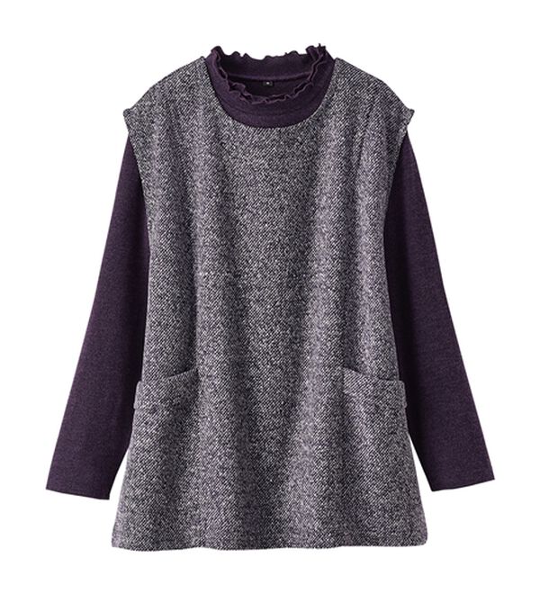 BELLUNA（ベルーナ）の「【2点セット】ブークレ素材ポケットデザインアンサンブル（アンサンブル）」｜詳細画像