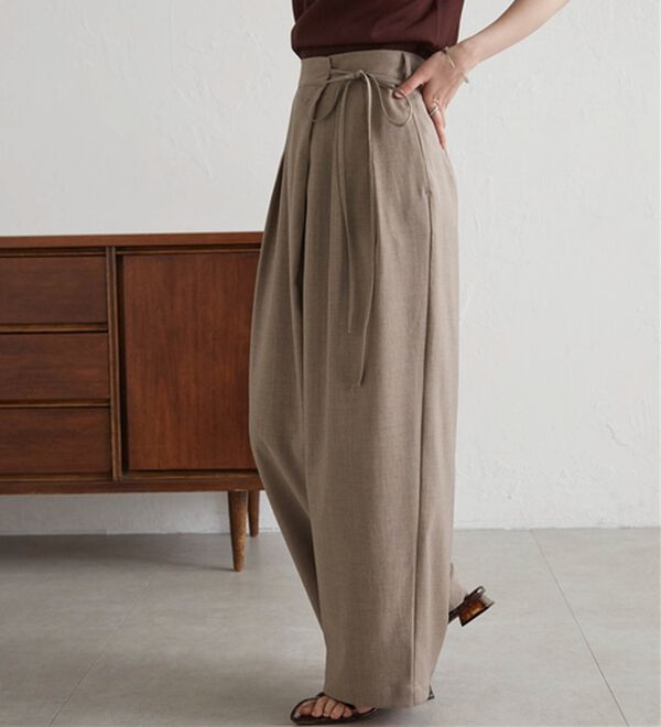 RANAN（ラナン）の「麻調2タックラップリボンパンツ（フルレングスパンツ）」｜詳細画像