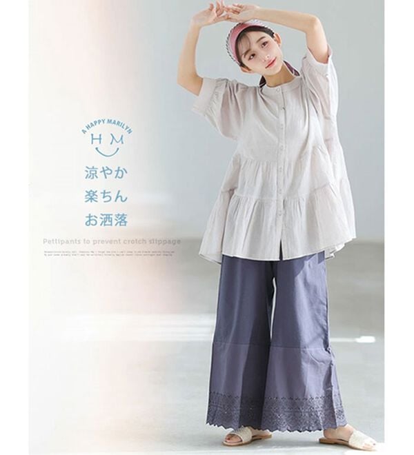 A HAPPY MARILYN（アハッピーマリリン）の「【３丈から選べる】脱！股ずれ宣言！裾レースぺチパンツ（肌着・インナーウェア）」｜詳細画像