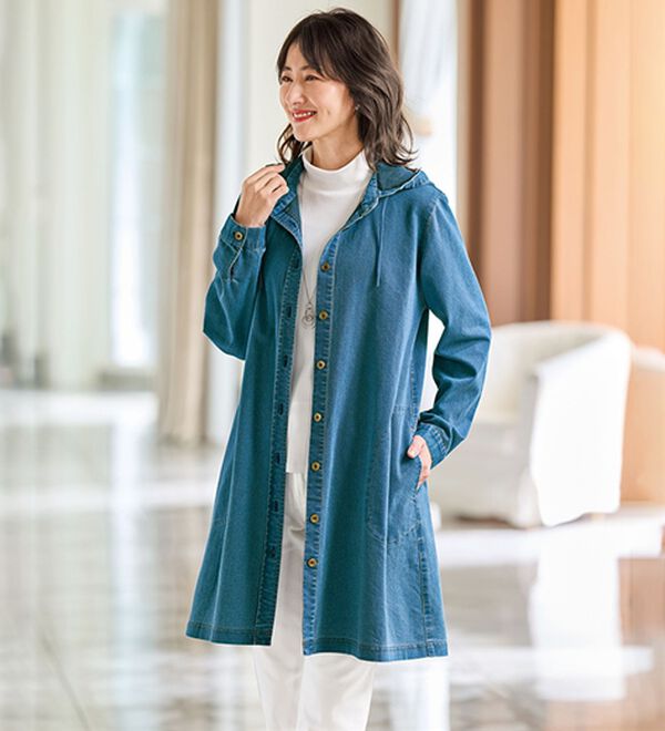 ストレッチデニムフードブルゾン - ベルーナ【公式】