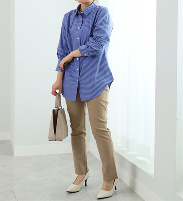 BELLUNA（ベルーナ）の「着心地らくらく！細見えシャツチュニック（シャツ）」｜詳細画像