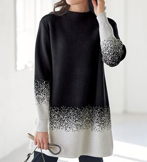 雪が降るジャカードニットチュニック - ベルーナ【公式】