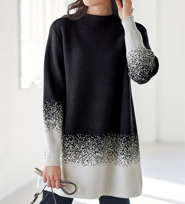 SONO ニットチュニック　黒　パール 雪が降るジャカードニットチュニック - ベルーナ【公式】