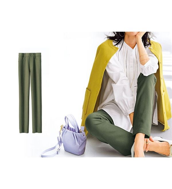 BELLUNA（ベルーナ）の「なめらかボンディング美脚ストレートパンツ（フルレングスパンツ）」｜オリーブ