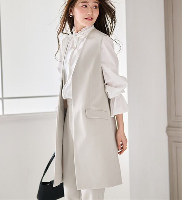 RANAN（ラナン）の「【２点セット】防シワ！ロングジレセットアップ（パンツスーツ）」｜詳細画像