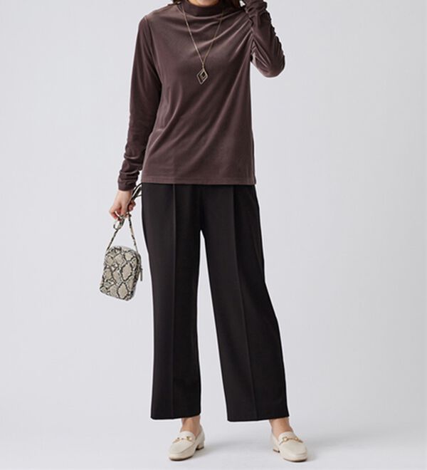 BELLUNA（ベルーナ）の「サマ見え（Ｓ）美脚タック使いワイドパンツ（ワイドパンツ・ガウチョ）」｜詳細画像