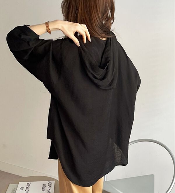 GeeRA（ジーラ）の「羽織にも◎フード付きオーバーサイズシャツ（シャツ）」｜詳細画像