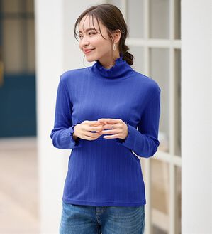 LAVIENNE（ラヴィエンヌ）の「着回し力抜群！綿１００％あったかリブインナー（肌着・インナーウェア）」｜ロイヤルブルー