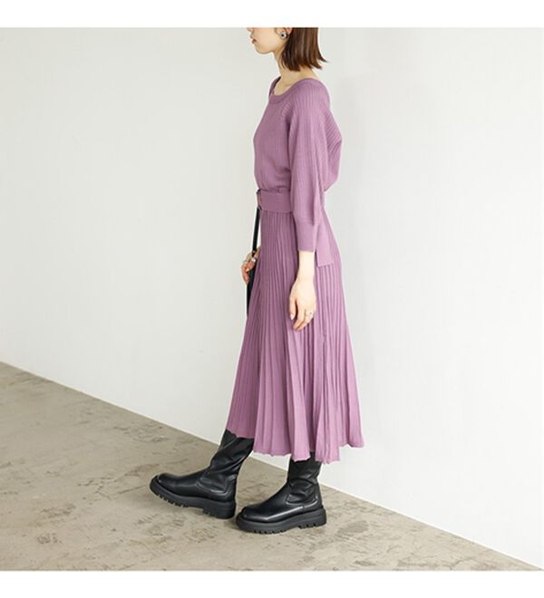 GeeRA（ジーラ）の「前後２ＷＡＹプリーツニットワンピース（ニットワンピース）」｜詳細画像