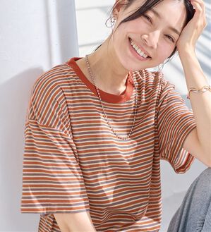 Viola e Viola（ヴィオラ エ ヴィオラ）の「ほんのり透け感綿混セミシアートップス（カットソー）」｜テラコッタボーダー