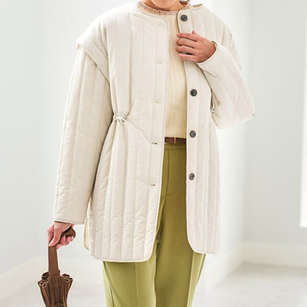 BELLUNA（ベルーナ）の「中わたストライプキルト２ＷＡＹコート（ハーフコート）」｜詳細画像