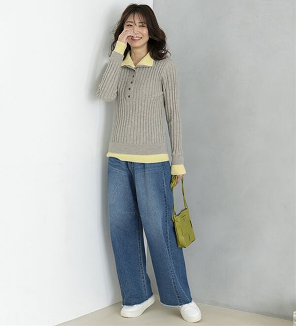 BELLUNA（ベルーナ）の「多ボタン使い配色ニットプルオーバー（ニット・セーター）」｜詳細画像