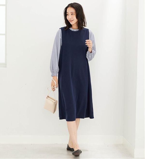 BELLUNA（ベルーナ）の「フリル衿異素材切替ワンピース（その他ワンピース）」｜詳細画像