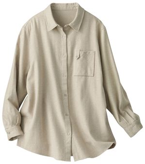 BELLUNA（ベルーナ）の「《ＨｕｇＲｅａｍコットン》ポケットシャツ（シャツ）」｜グレージュ