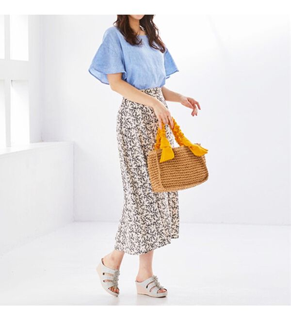 BELLUNA（ベルーナ）の「シャーリング持ち手雑材バッグ（ハンドバッグ）」｜詳細画像