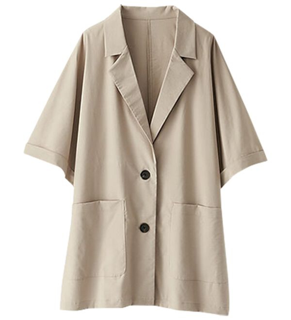 BELLUNA（ベルーナ）の「サラリ快適！ビンテージ調素材半袖テーラードジャケット（テーラードジャケット）」｜詳細画像