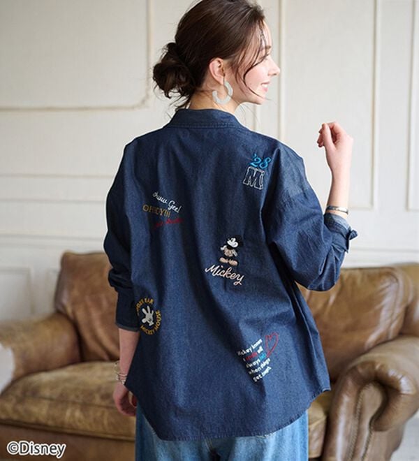 BELLUNA（ベルーナ）の「＜Ｄｉｓｎｅｙ＞【ミッキー】飛ばし刺しゅうデニムシャツジャケット（シャツ）」｜詳細画像