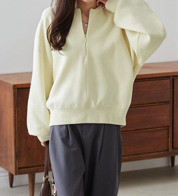 RANAN（ラナン）の「ハーフジップスウェットライクニット（ニット・セーター）」｜詳細画像