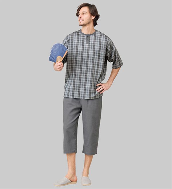 「【２着組】綿１００％ゆったりしじらパジャマ（メンズルームウェア）」｜詳細画像