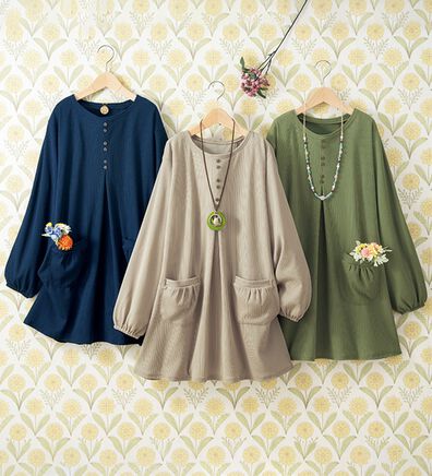 ルフラン（ルフラン）の「【３色組】大活躍！のびラク５スターかっぽう（チュニック）」