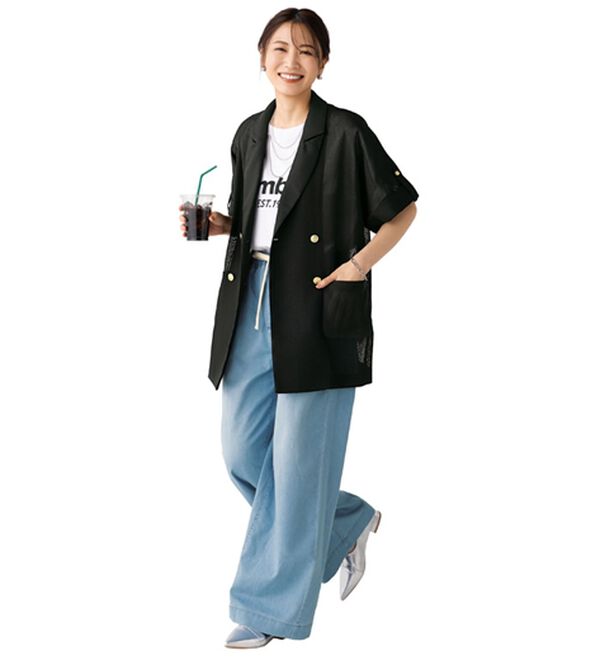 BELLUNA（ベルーナ）の「金ボタン使いゆったりメッシュジャケット（テーラードジャケット）」｜詳細画像