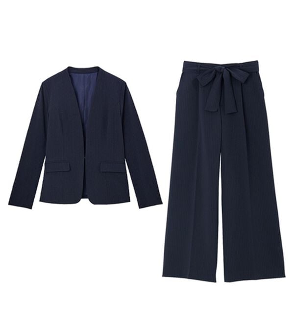 2点セット】選べるボトム！洗えて型くずれしないノーカラージャケット