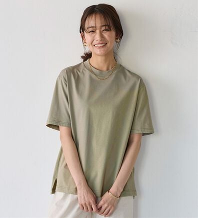 BELLUNA（ベルーナ）の「【選べる袖丈】＜エアリーアイスコットン＞オーバーサイズＴシャツ（カットソー）」