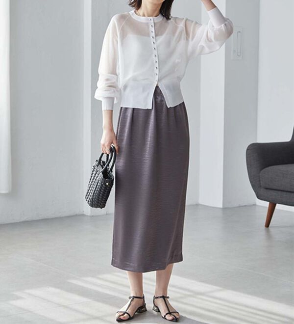 RANAN（ラナン）の「シルバーボタンシアーニットカーデ（ニットカーディガン）」｜詳細画像