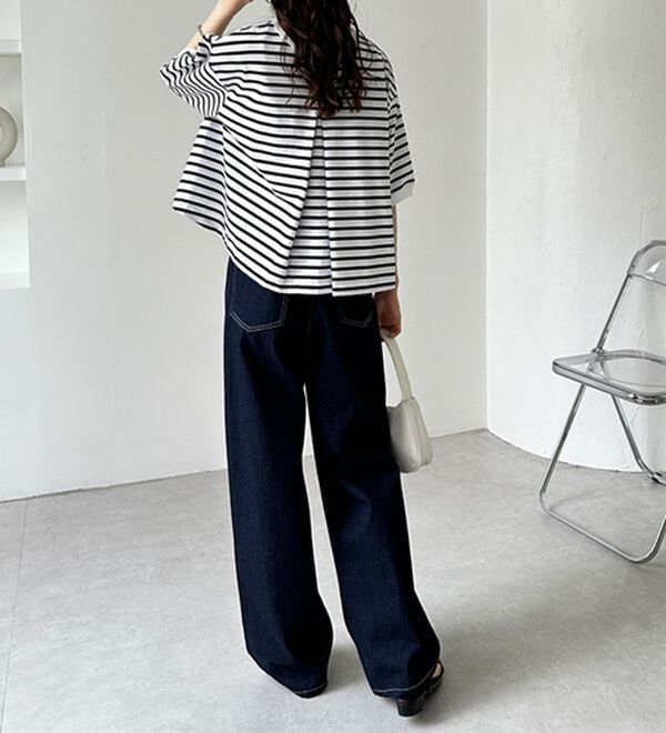 GeeRA（ジーラ）の「ハイウエストストレートデニム（ワイドパンツ・ガウチョ）」｜詳細画像