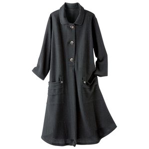 BELLUNA（ベルーナ）の「ウール混ガーゼ素材フレアーワンピースチュニック（チュニックワンピース）」｜黒