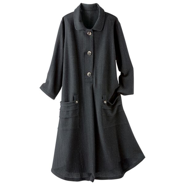 BELLUNA（ベルーナ）の「ウール混ガーゼ素材フレアーワンピースチュニック（チュニックワンピース）」｜黒