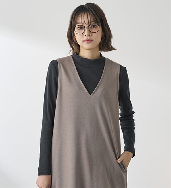 BELLUNA（ベルーナ）の「【選べる衿】肌に優しい綿１００％暖か発熱素材プルオーバー＜ベルホット　コットン＞（カットソー）」｜詳細画像