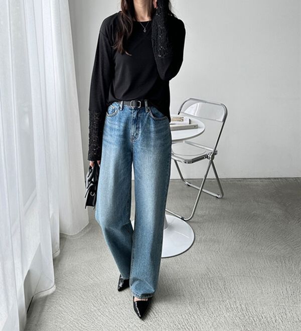 GeeRA（ジーラ）の「袖レーススラブシアーカットソー（カットソー）」｜詳細画像