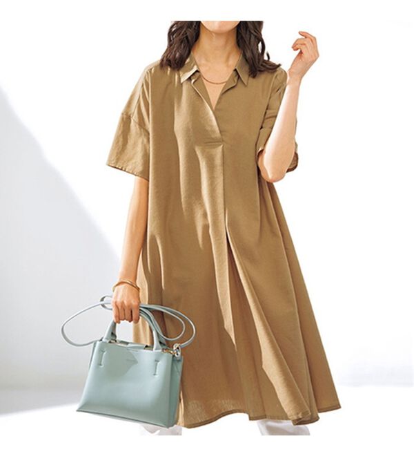 BELLUNA（ベルーナ）の「機能付リネン混スキッパーワンピース（カットソーワンピース）」｜詳細画像