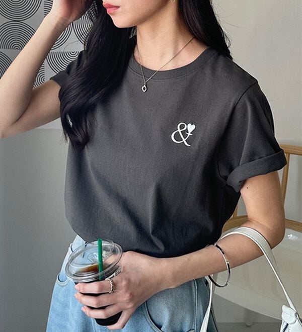 GeeRA（ジーラ）の「アンドハート刺しゅうＴシャツ（Tシャツ）」｜詳細画像