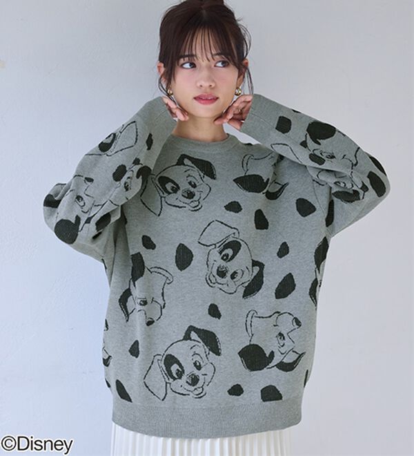 BELLUNA（ベルーナ）の「＜Ｄｉｓｎｅｙ＞【１０１匹ワンちゃん】総柄ジャカードゆったりセーター（ニット・セーター）」｜詳細画像
