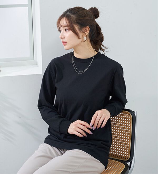 BELLUNA（ベルーナ）の「夏でも着られる強撚綿１００％長袖プルオーバー（カットソー）」｜詳細画像